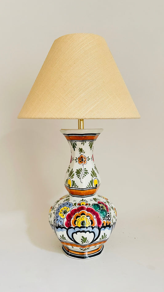 Antique Delft Polychrome Lamp
