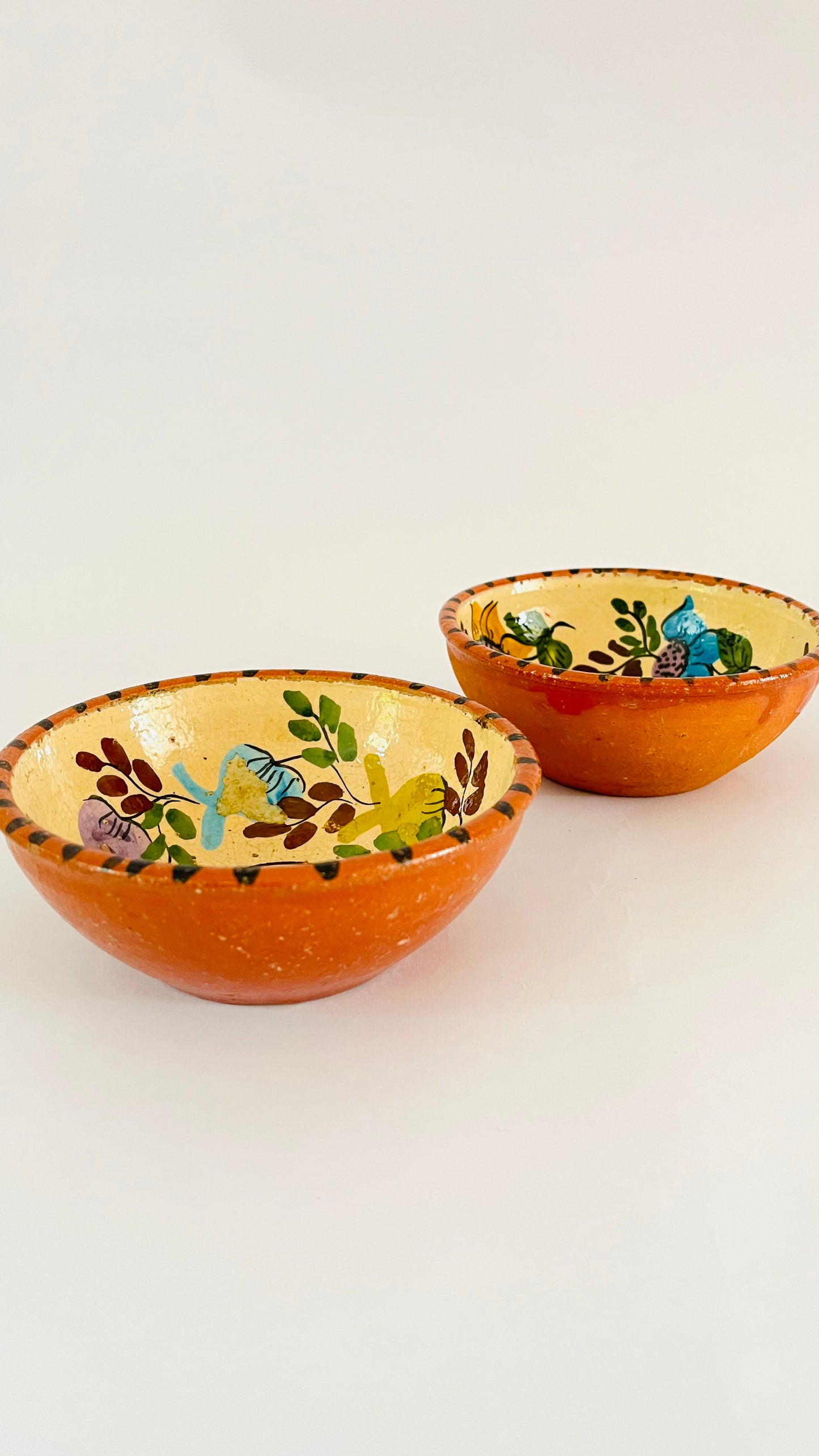 Pair of Antique Mexican Flower Bowls