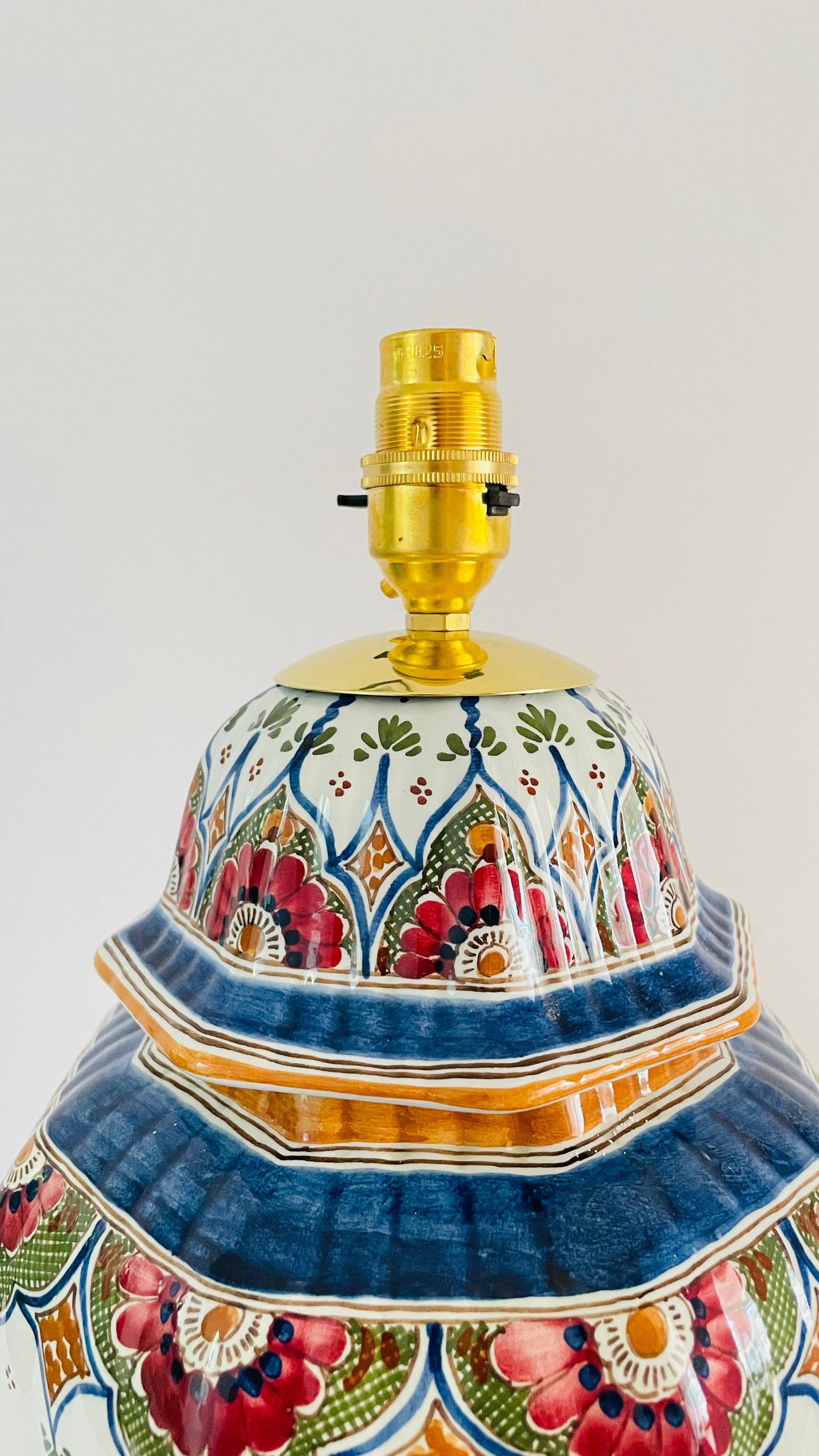 Large Antique Delft Polychrome Lamp - pre order for mid June
