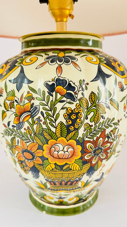 Antique Delft Polychrome Lamp
