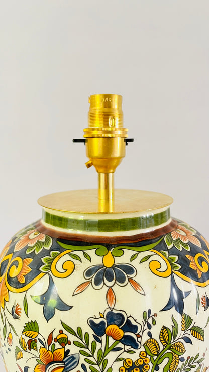 Antique Delft Polychrome Lamp