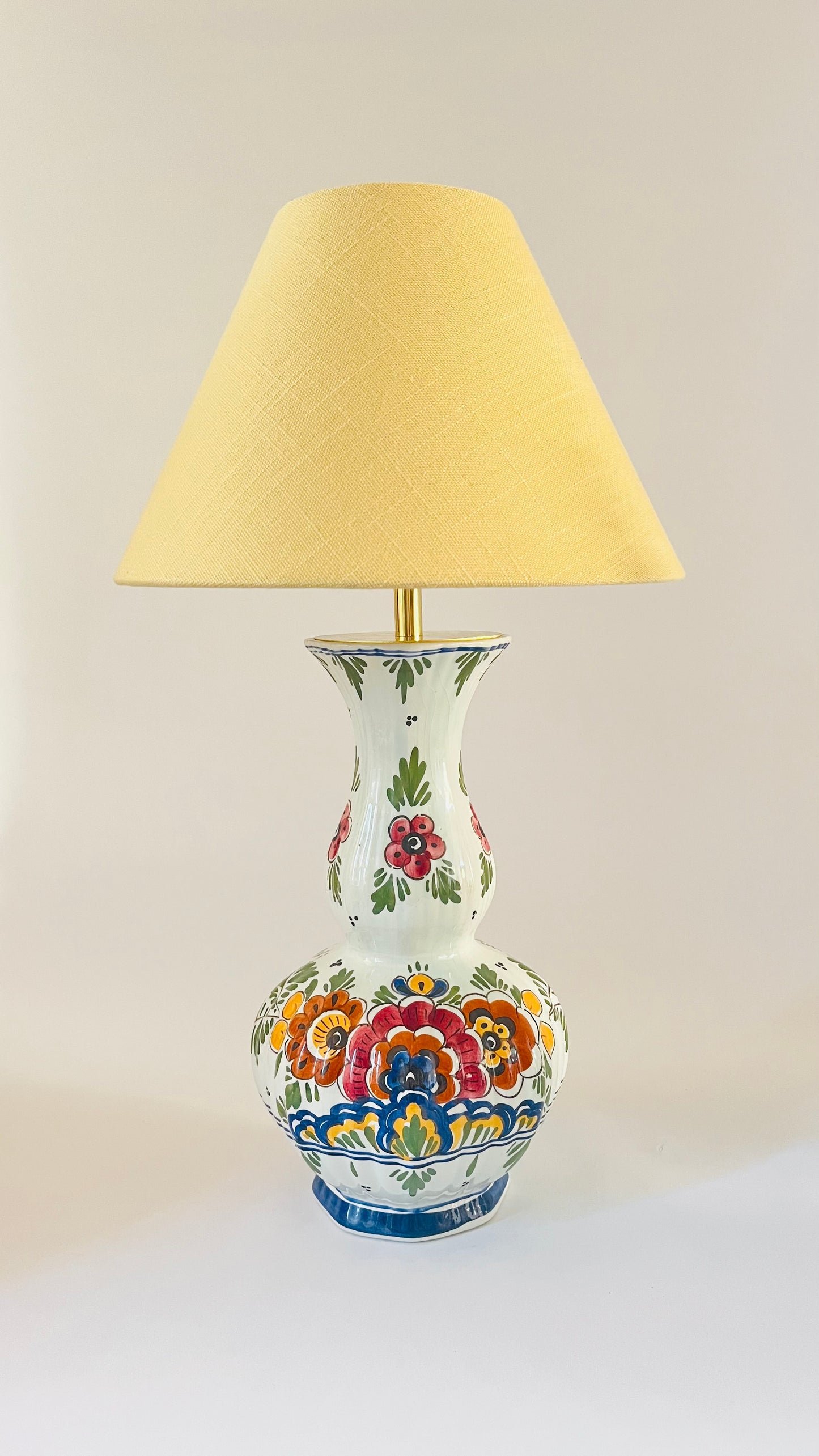 Antique Delft Polychrome Lamp