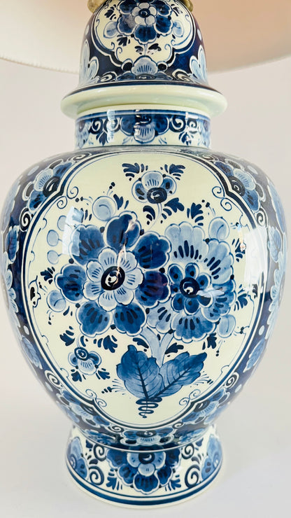 Large Antique Delft Regina Lamp