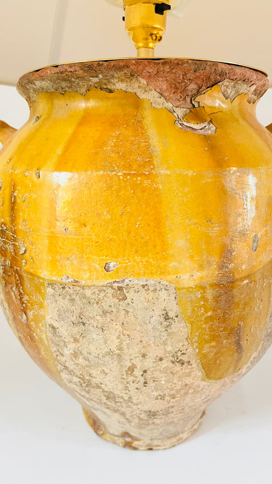 Large Antique French Confit Jar Lamp