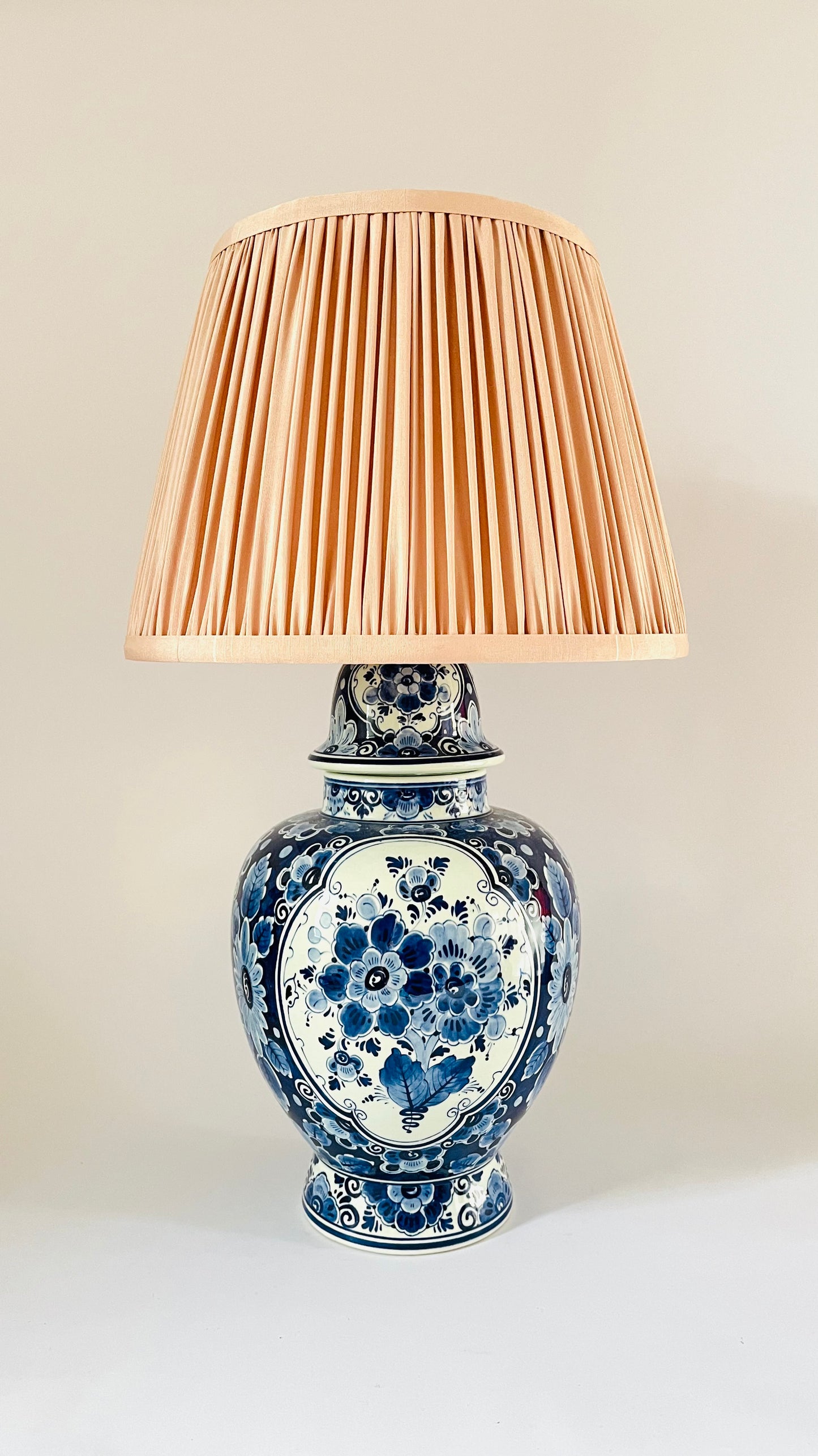 Large Antique Delft Regina Lamp