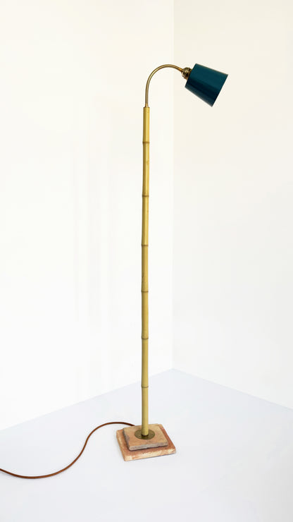 Bamboo and Terracotta Floor Lamp - Blue