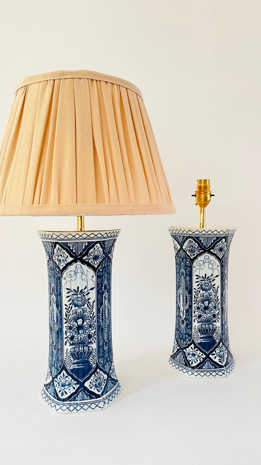 Antique Royal Delft Pillar Lamp