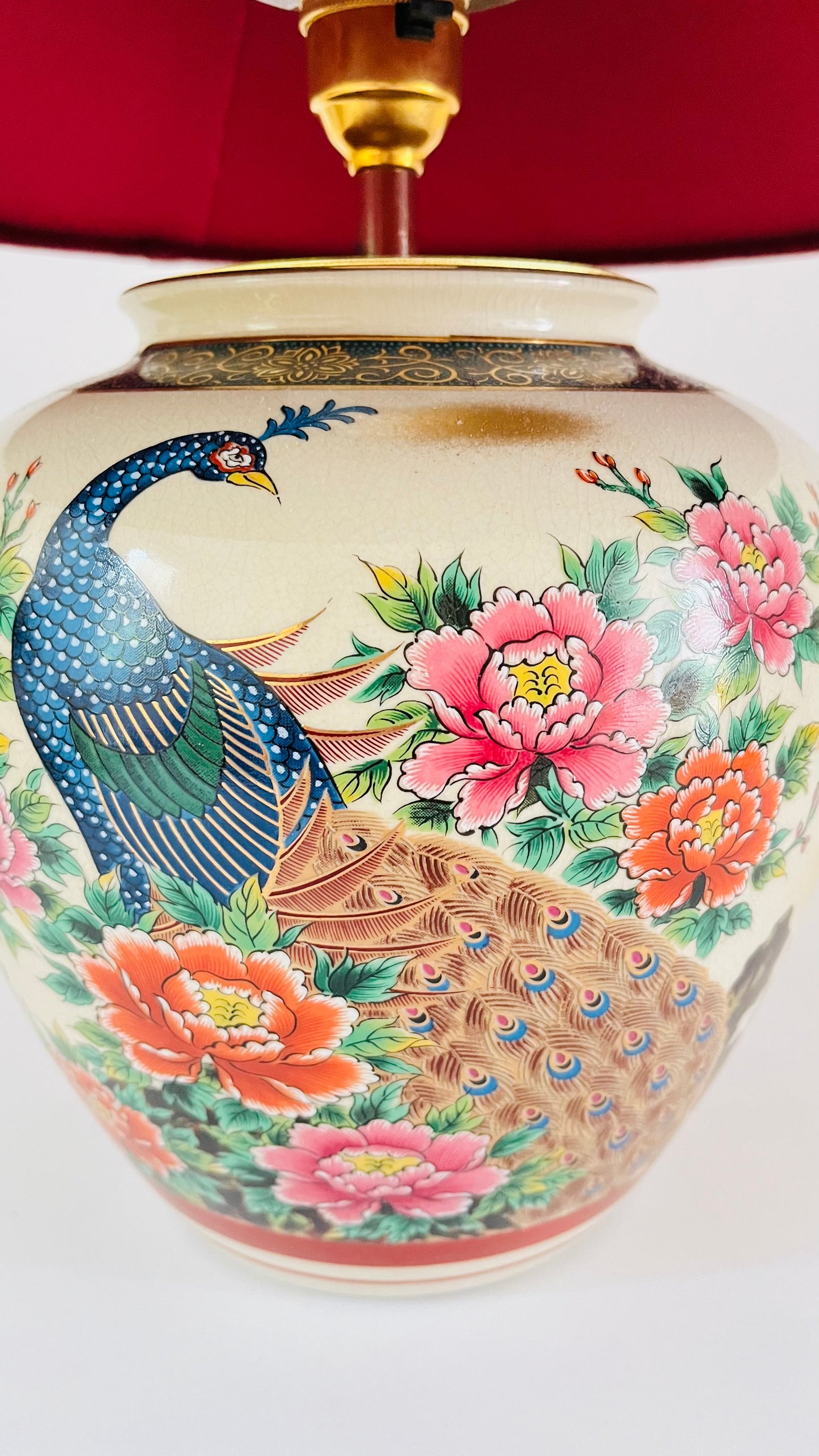 Antique Japanese Peacock Lamp