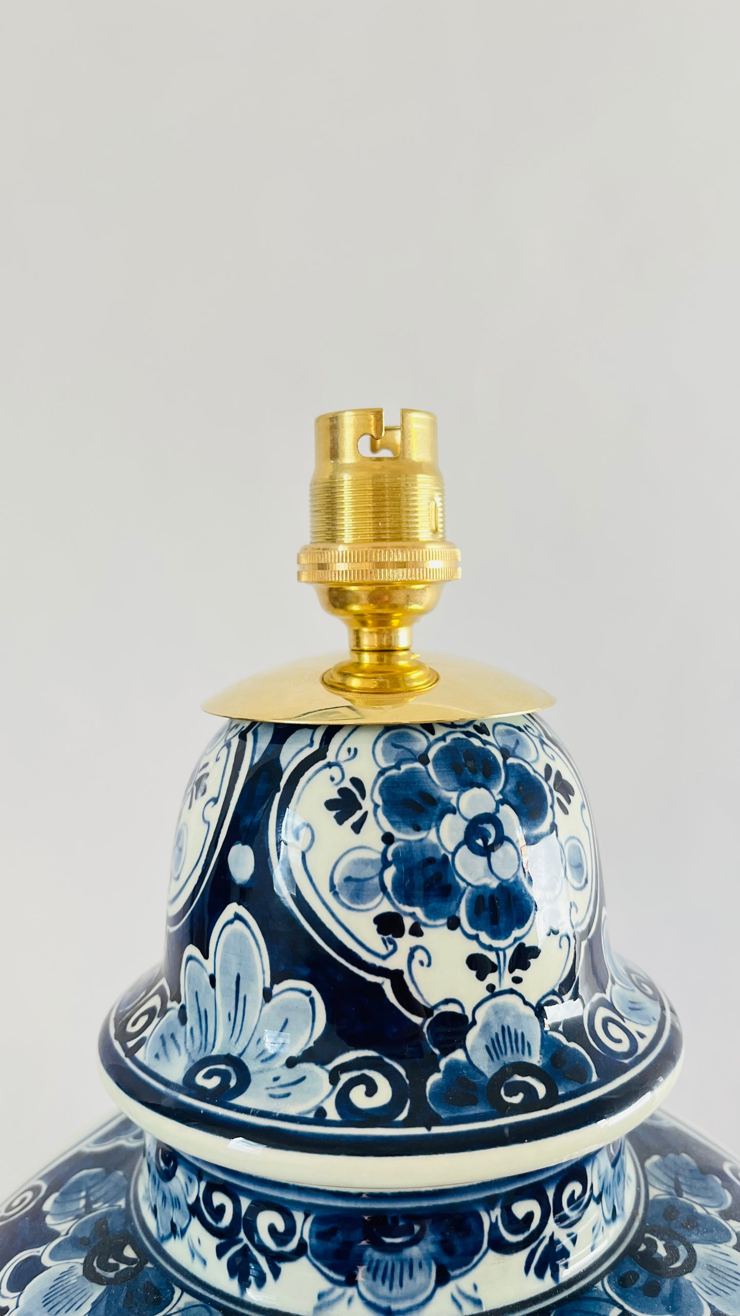 Large Antique Delft Regina Lamp