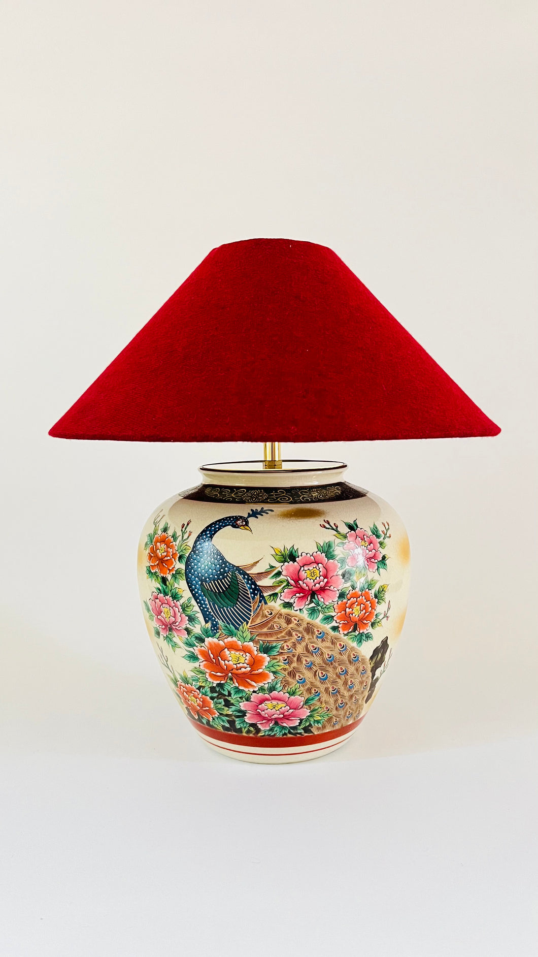 Antique Japanese Peacock Lamp