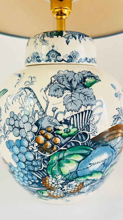 Large Antique Mason’s ‘Fruit Basket’ Lamp