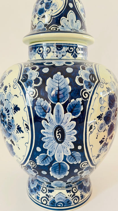 Large Antique Delft Regina Lamp
