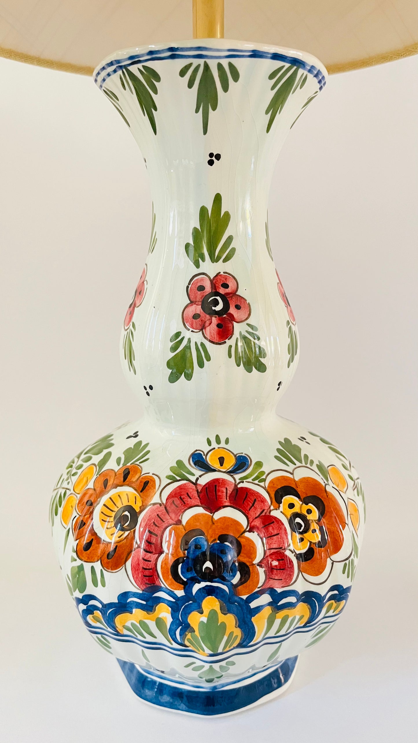 Antique Delft Polychrome Lamp