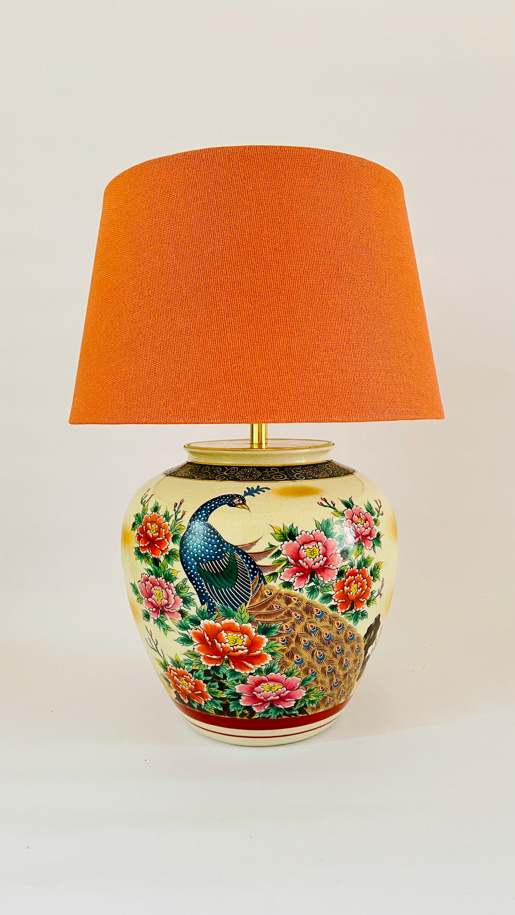 Antique Japanese Peacock Lamp