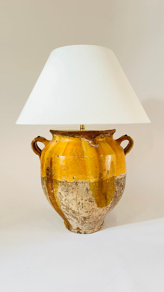 Large Antique French Confit Jar Lamp