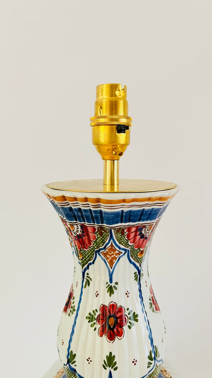 Large Antique Delft Polychrome Lamp
