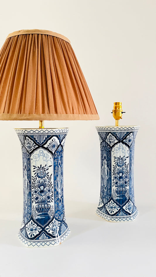 Antique Delft Pillar Lamp