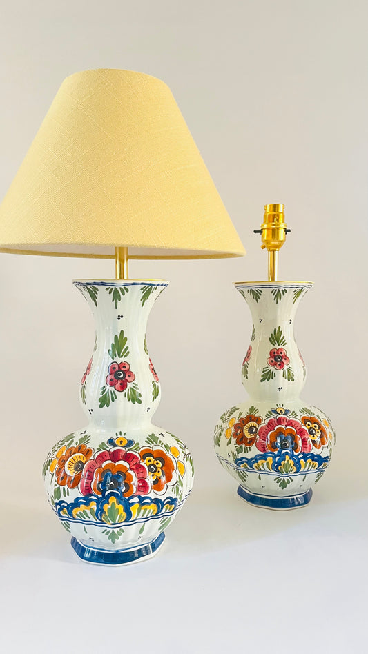 Antique Delft Polychrome Lamp