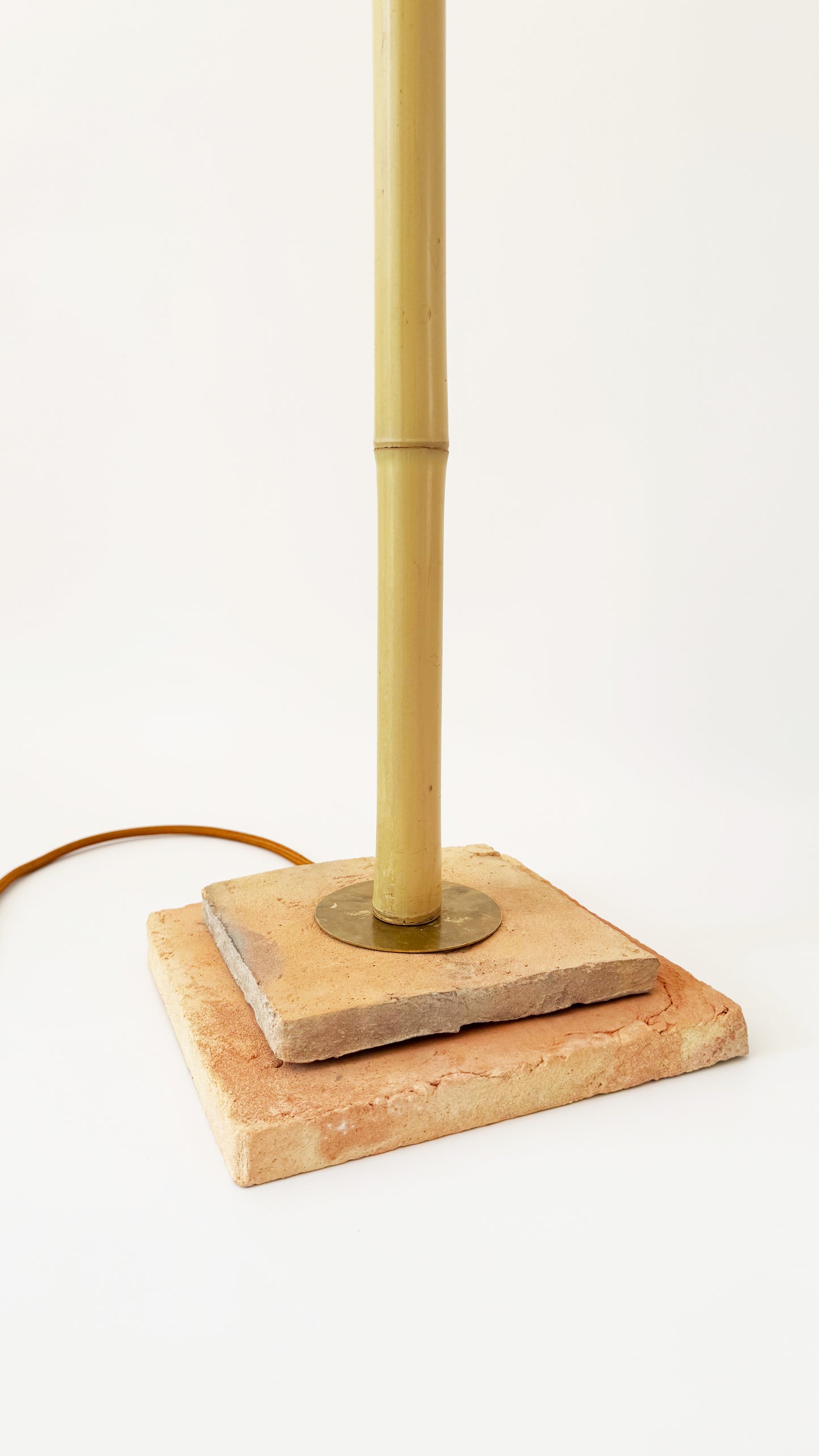 Bamboo and Terracotta Floor Lamp - Blue