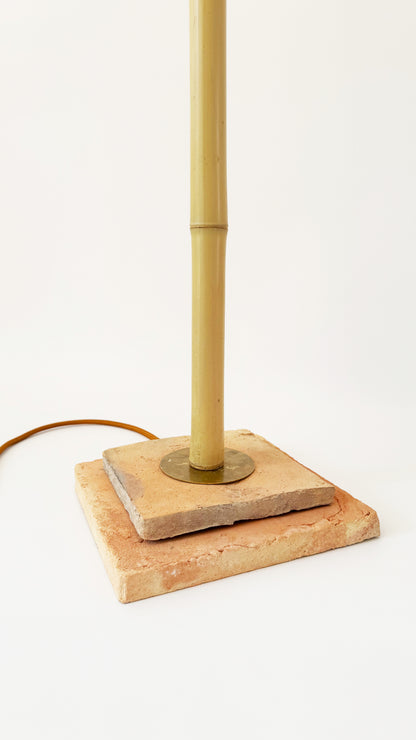 Bamboo and Terracotta Floor Lamp - Blue