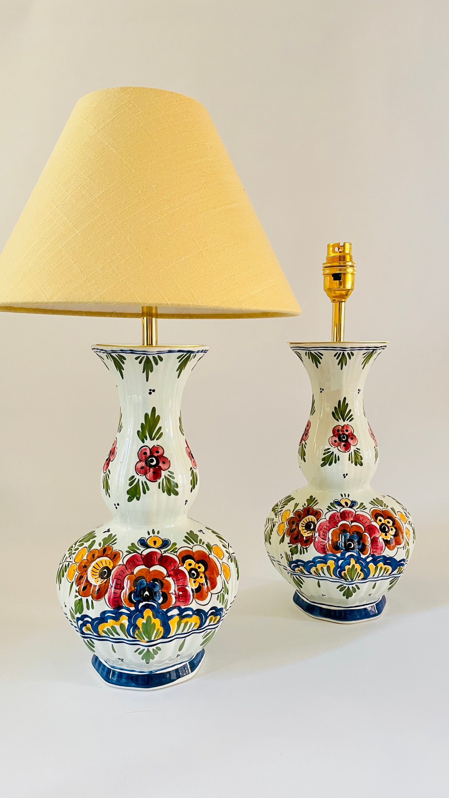 Antique Delft Polychrome Lamp