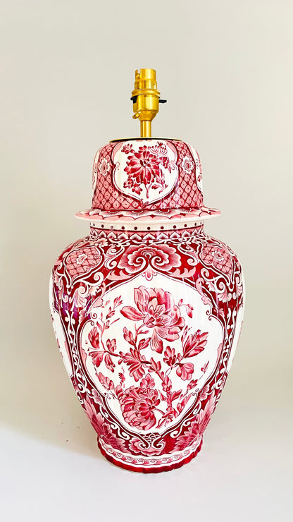 Large Antique Delft Red Lamp - pre order for early Aug