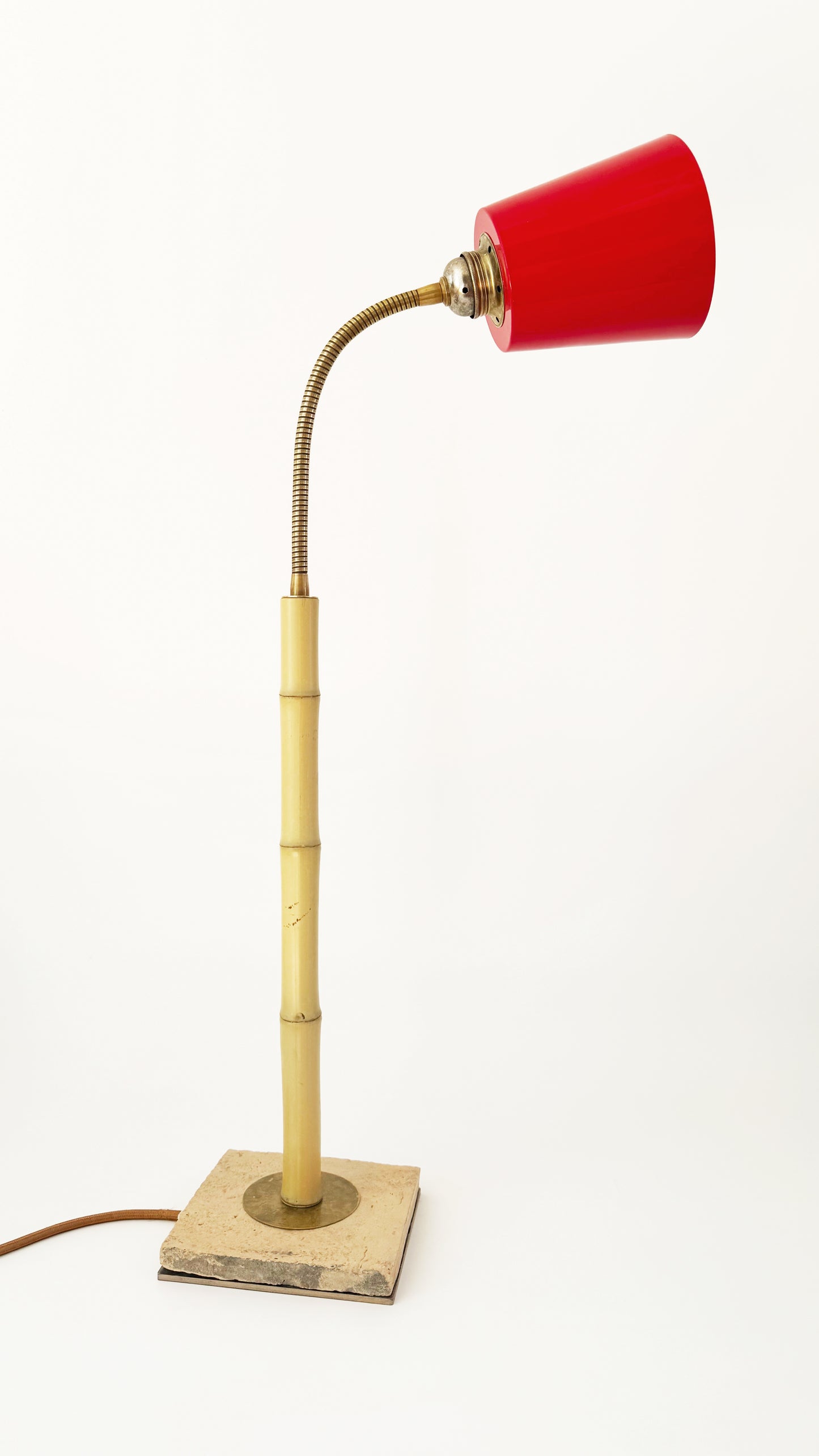 Bamboo and Terracotta Table Lamp - Red