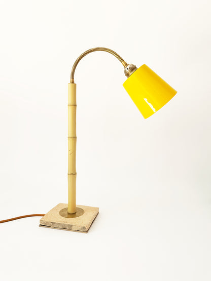 Bamboo and Terracotta Table Lamp - Yellow