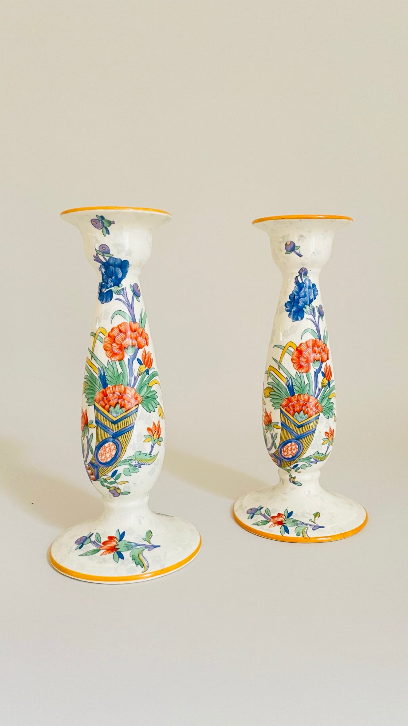 Pair of Vintage Crown Ducal Ware Candlesticks
